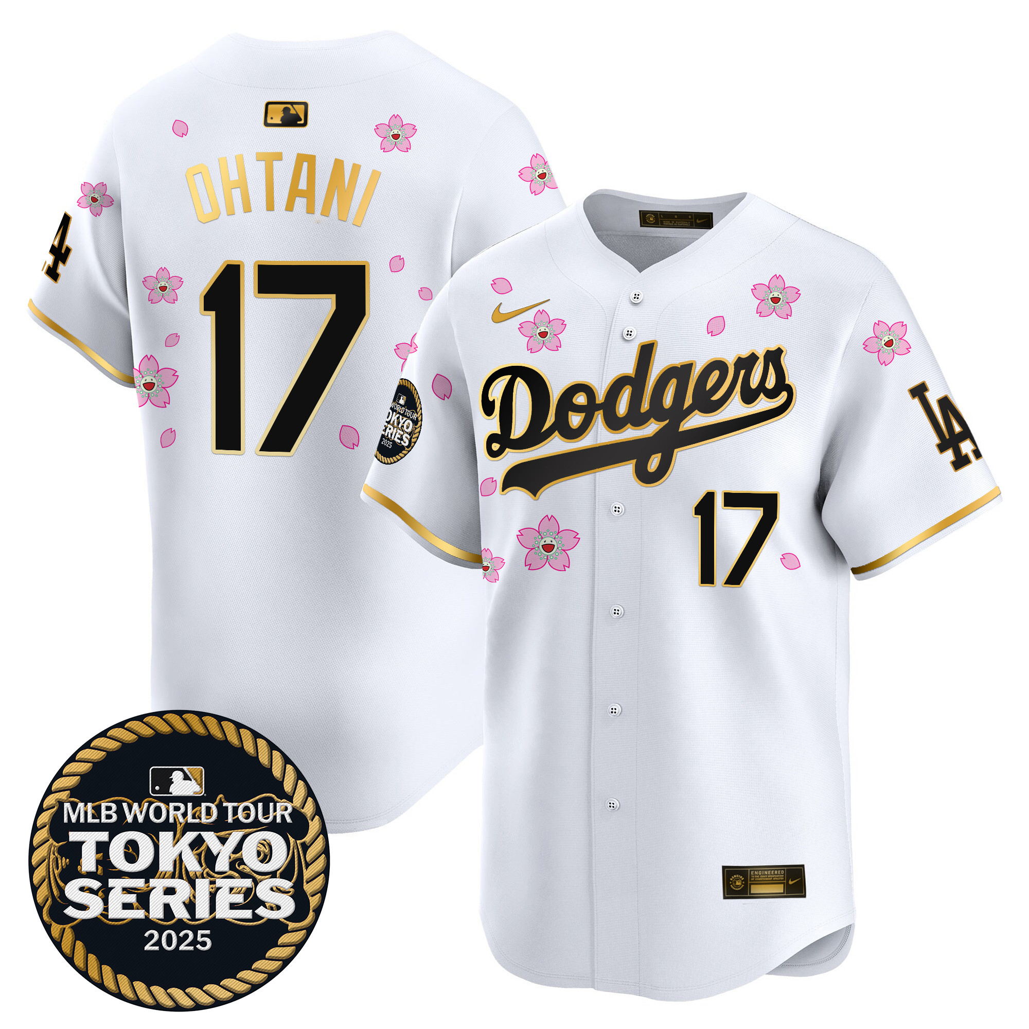 Men Los Angeles Dodgers #17 Ohtani Tokyo Series white Limited Stitched 2025 Jersey style 8
